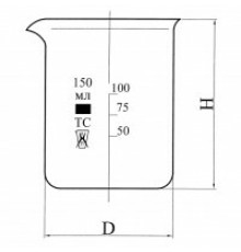 Стакан Н-1-800 низкий с делениями и носиком, ТС